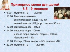 Меню для ребенка 9 месяцев на неделю с рецептами