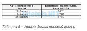 Норма носовой кости в 20 недель беременности