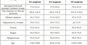 Размеры плода в 32 недели беременности норма по узи